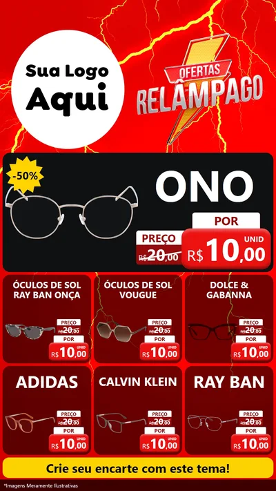 Modelo de Rede Social para Stories com o tema Ofertas Relâmpago para Óticas