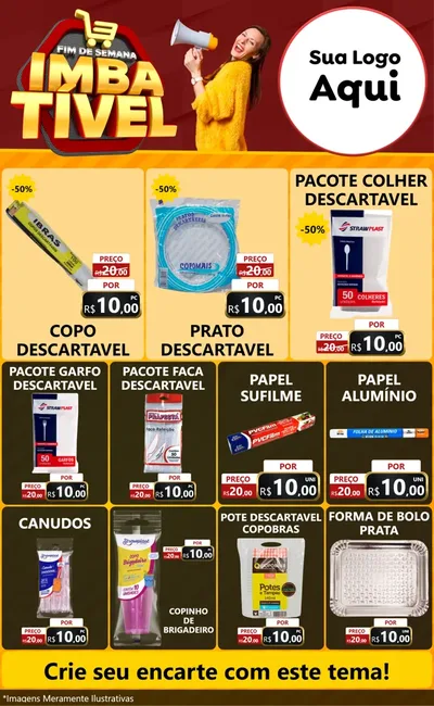 Modelo de Encarte para Encarte Grande com o tema Fim de Semana Imbatível para Embalagens