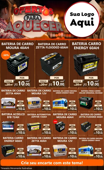 Modelo de Encarte para Encarte Grande com o tema Ofertas Para Aquecer para Baterias Elétricas