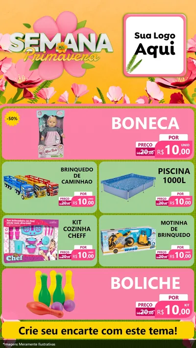 Modelo de TV para TV Vertical com o tema Semana da Primavera para Brinquedos