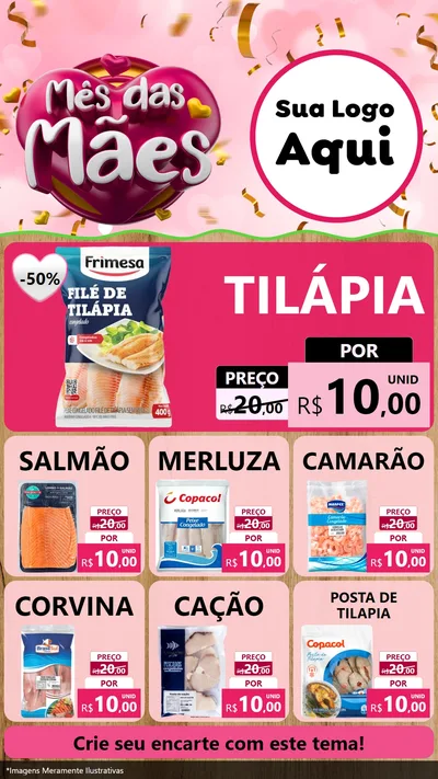 Modelo de Rede Social para Stories com o tema Mês das Mães para Peixaria