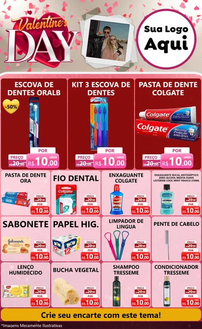 Modelo de Encarte para Encarte Grande com o tema Valentine's Day para Higiene Pessoal