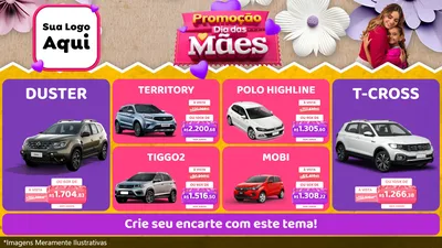 Modelo de TV para TV Horizontal com o tema Promoção Dia das Mães para Concessionaria de Carros