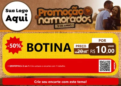 Modelo de Cartaz para Cartaz A4 Horizontal com o tema Promoção Namorados para Agropecuária