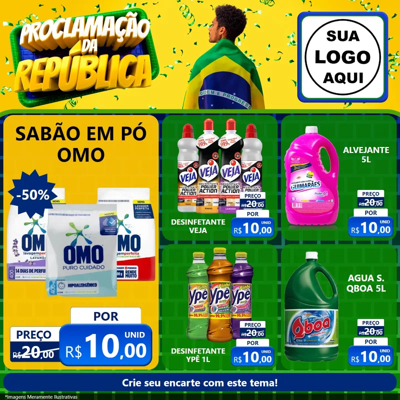 Modelo de Rede Social para Feed Facebook com o tema Proclamação da República para Produtos de Limpeza