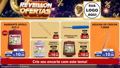Modelo de TV para TV Horizontal com o tema Réveillon de Ofertas para Armarinho e Aviamentos