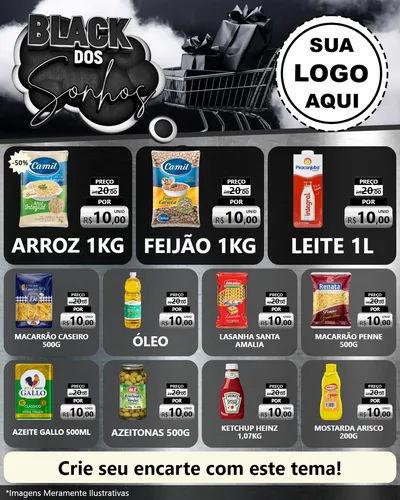 Modelo de Rede Social para Feed Instagram com o tema Black dos Sonhos para Supermercado