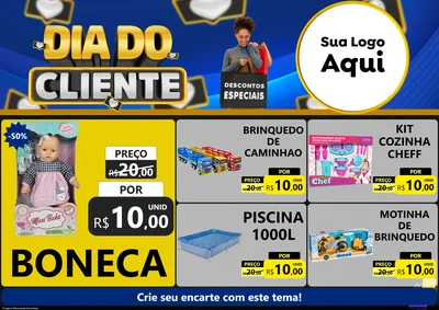 Modelo de Encarte para Encarte A4 Horizontal com o tema Dia Do Cliente para Brinquedos