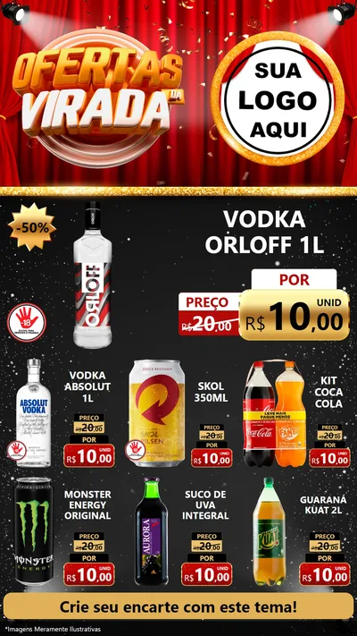 Modelo de Rede Social para Stories com o tema Ofertas da Virada para Distribuidora de bebidas
