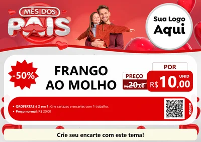 Modelo de Cartaz para Cartaz A4 Horizontal com o tema Mês dos Pais para Restaurante