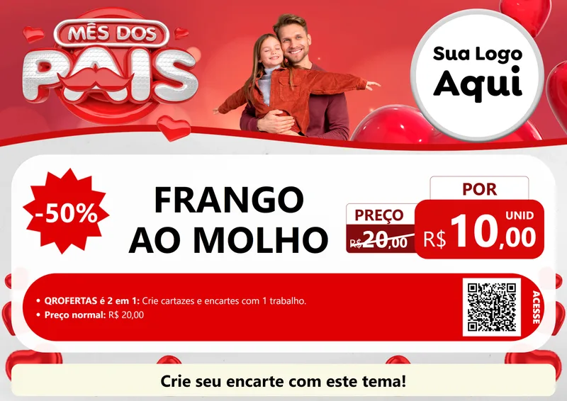 Modelo de Cartaz para Cartaz A4 Horizontal com o tema Mês dos Pais para Restaurante
