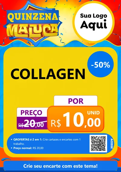 Modelo de Cartaz para Cartaz A4 Vertical com o tema Quinzena Maluca para Suplementos alimentares