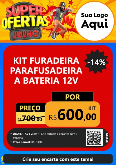 Modelo de Cartaz para Cartaz A4 Vertical com o tema Super Ofertas Julho para Maquinas e Ferramentas