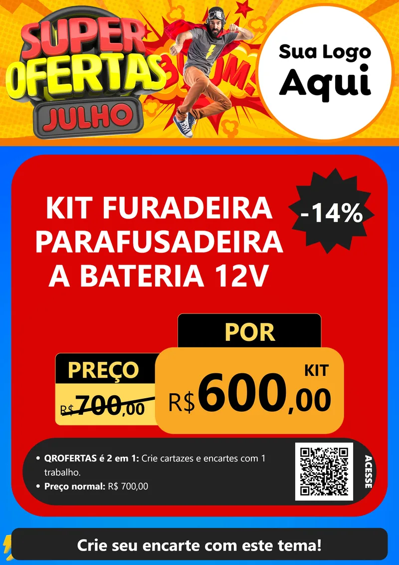 Modelo de Cartaz para Cartaz A4 Vertical com o tema Super Ofertas Julho para Maquinas e Ferramentas