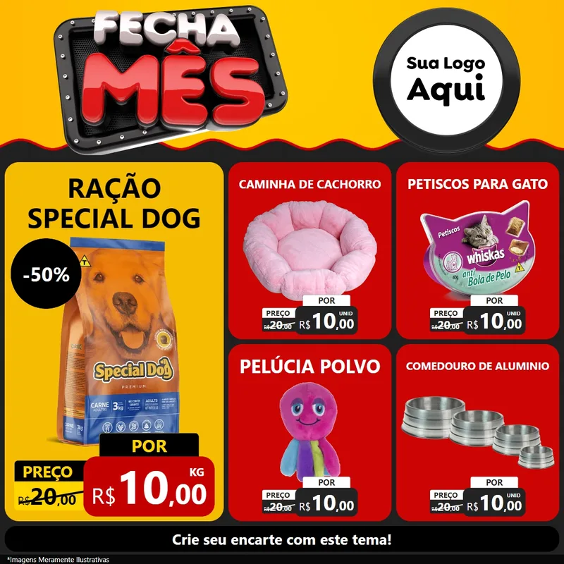 Modelo de Rede Social para Feed Facebook com o tema Fecha Mês para Pet Shop