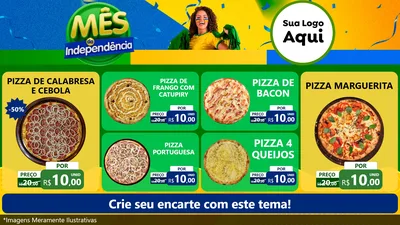 Modelo de TV para TV Horizontal com o tema Mês da Independência para Pizzaria