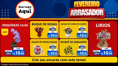 Modelo de TV para TV Horizontal com o tema Fevereiro Arrasador para Floricultura e jardim