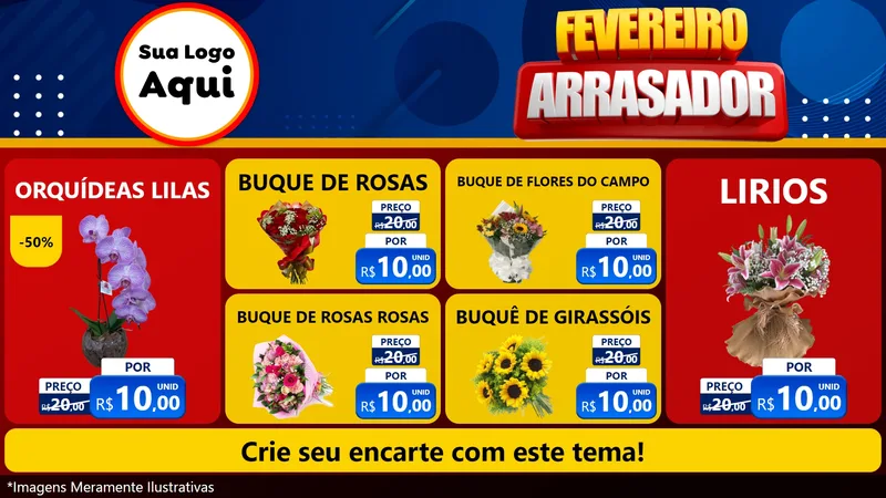 Modelo de TV para TV Horizontal com o tema Fevereiro Arrasador para Floricultura e jardim