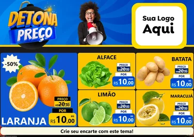 Modelo de Encarte para Encarte A4 Horizontal com o tema Detona Preços para Hortifrúti