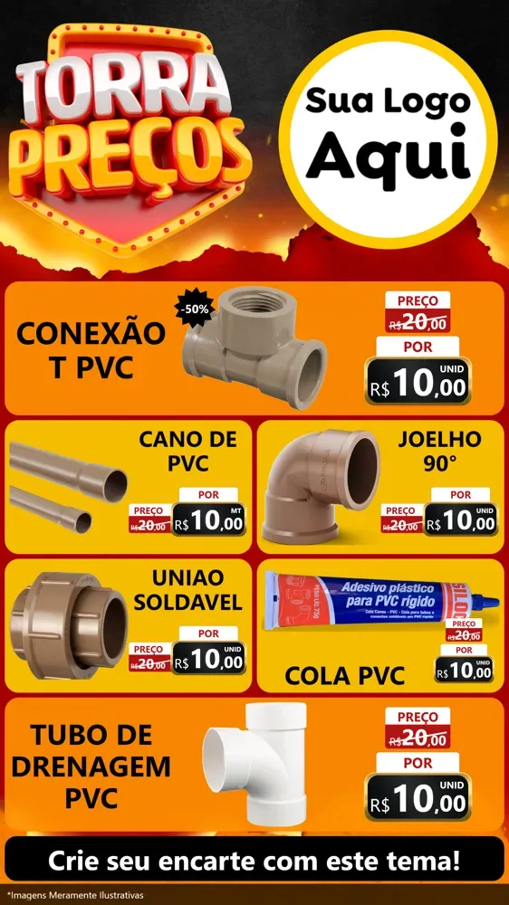 Modelo de TV para TV Vertical com o tema Torra Preços para Tubos e conexões