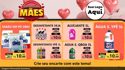 Modelo de TV para TV Horizontal com o tema Semana das Mães para Produtos de Limpeza