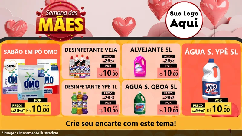 Modelo de TV para TV Horizontal com o tema Semana das Mães para Produtos de Limpeza
