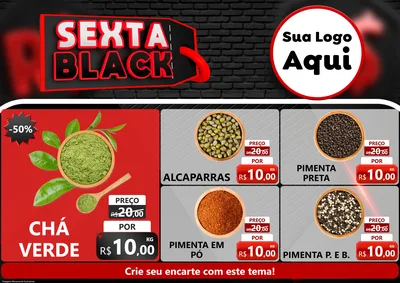 Modelo de Encarte para Encarte A4 Horizontal com o tema Sexta Black para Produtos Naturais