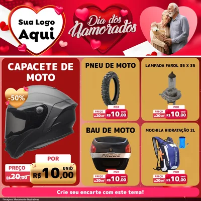 Modelo de Rede Social para Feed Facebook com o tema Dia Dos Namorados para Moto peças