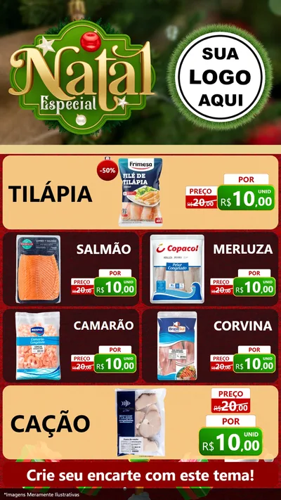 Modelo de TV para TV Vertical com o tema Natal Especial para Peixaria