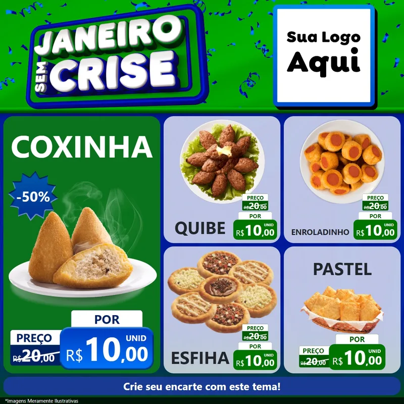Modelo de Rede Social para Feed Facebook com o tema Janeiro Sem Crise para Salgadaria