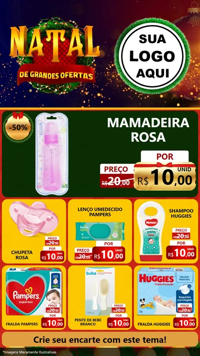 Modelo de Rede Social para Stories com o tema Natal de Grandes Ofertas para Bebês