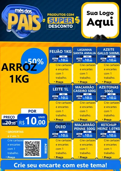 Modelo de Cartaz para Cartaz A4 Vertical com o tema Mês dos Pais para Supermercado