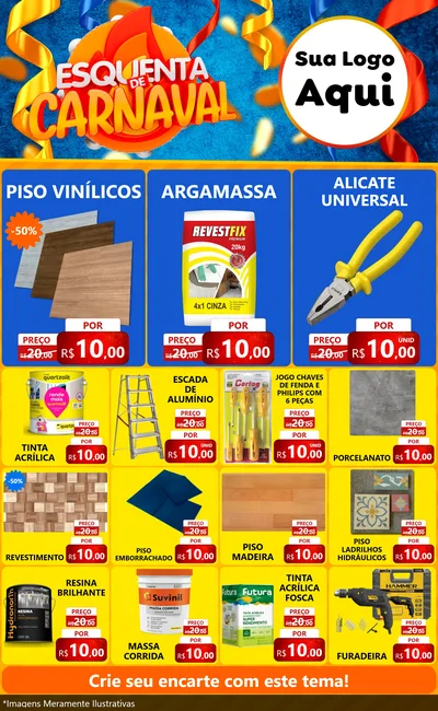 Modelo de Encarte para Encarte Grande com o tema Esquenta de Carnaval para Material para Construção