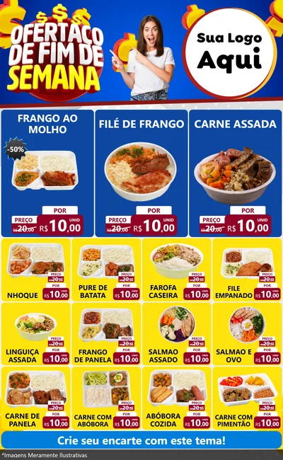 Modelo de Encarte para Encarte Grande com o tema Ofertaço de Fim de Semana para Restaurante