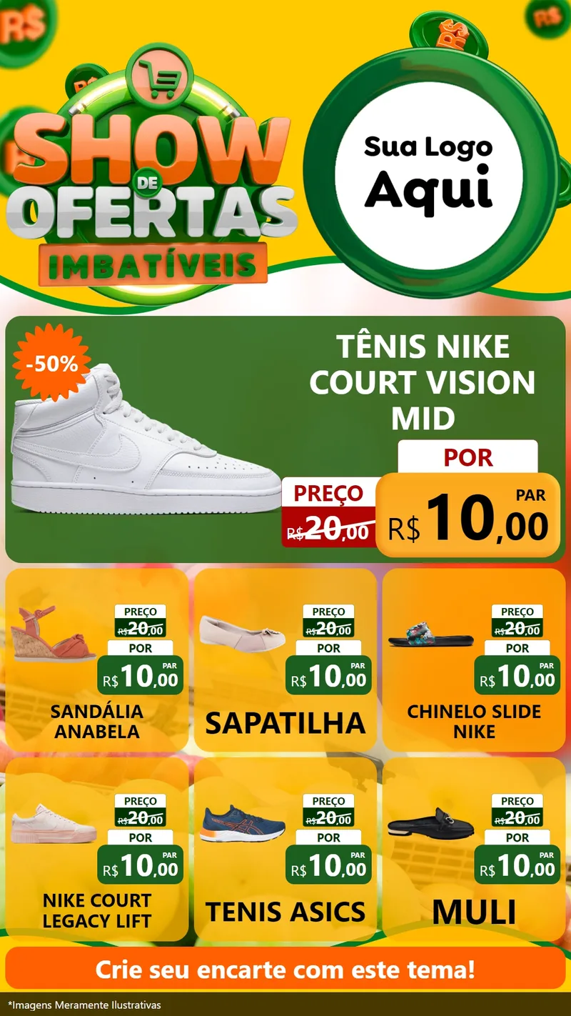 Modelo de Rede Social para Stories com o tema Show de Ofertas Imbatíveis para Calçados