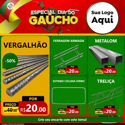 Modelo de Rede Social para Feed Facebook com o tema Especial Dia do Gaúcho para Ferragens