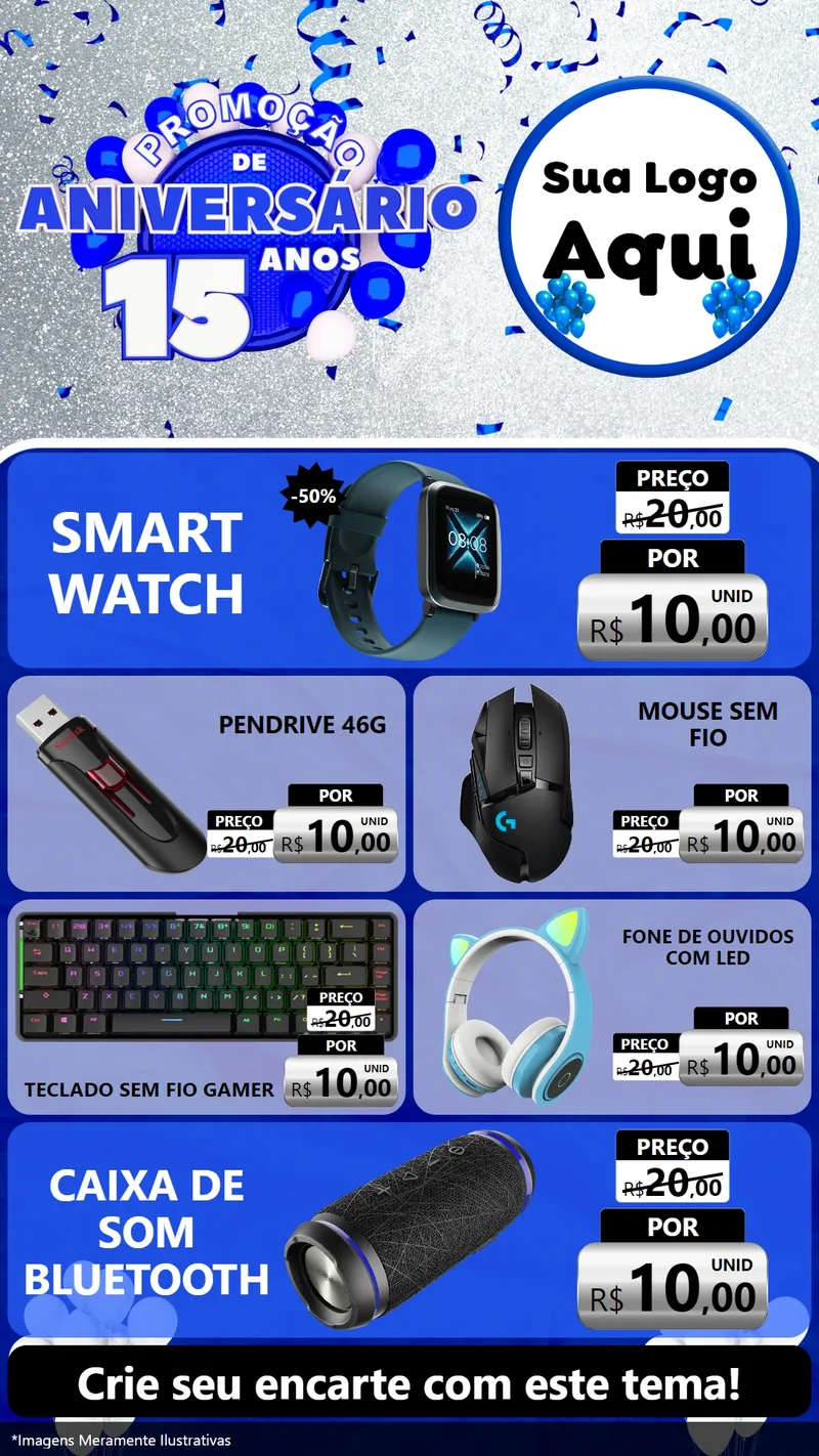 Modelo de TV para TV Vertical com o tema Promoção de Aniversário - 15 Anos para Informática