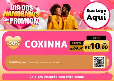 Modelo de Cartaz para Cartaz A4 Horizontal com o tema Dia dos Namorados com Promoção para Salgadaria