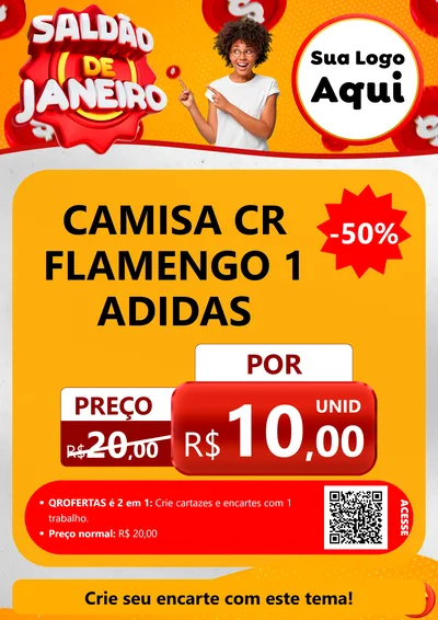 Modelo de Cartaz para Cartaz A4 Vertical com o tema Saldão de Janeiro para Roupas e acessórios
