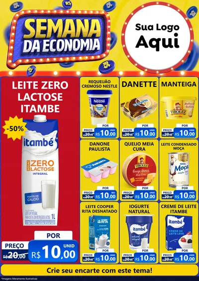 Modelo de Encarte para Encarte A4 Vertical com o tema Semana da Economia para Frios e Laticínios