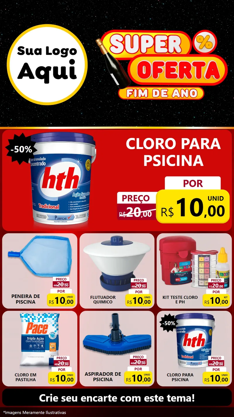 Modelo de Rede Social para Stories com o tema Super Oferta Fim de Ano para Produtos para Piscina