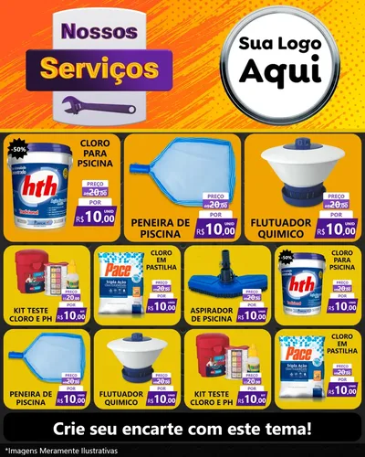 Modelo de Rede Social para Feed Instagram com o tema Nossos Serviços para Produtos para Piscina