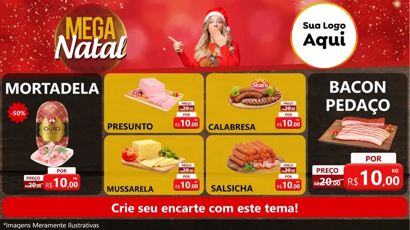 Modelo de TV para TV Horizontal com o tema Mega Natal para Frios e Laticínios