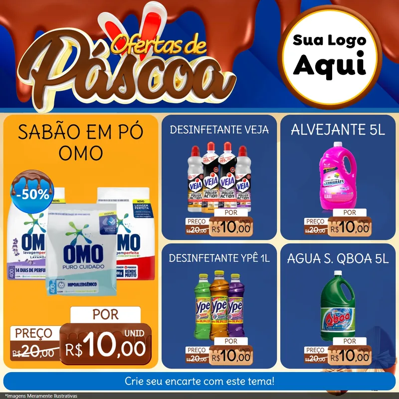 Modelo de Rede Social para Feed Facebook com o tema Ofertas de Páscoa para Produtos de Limpeza