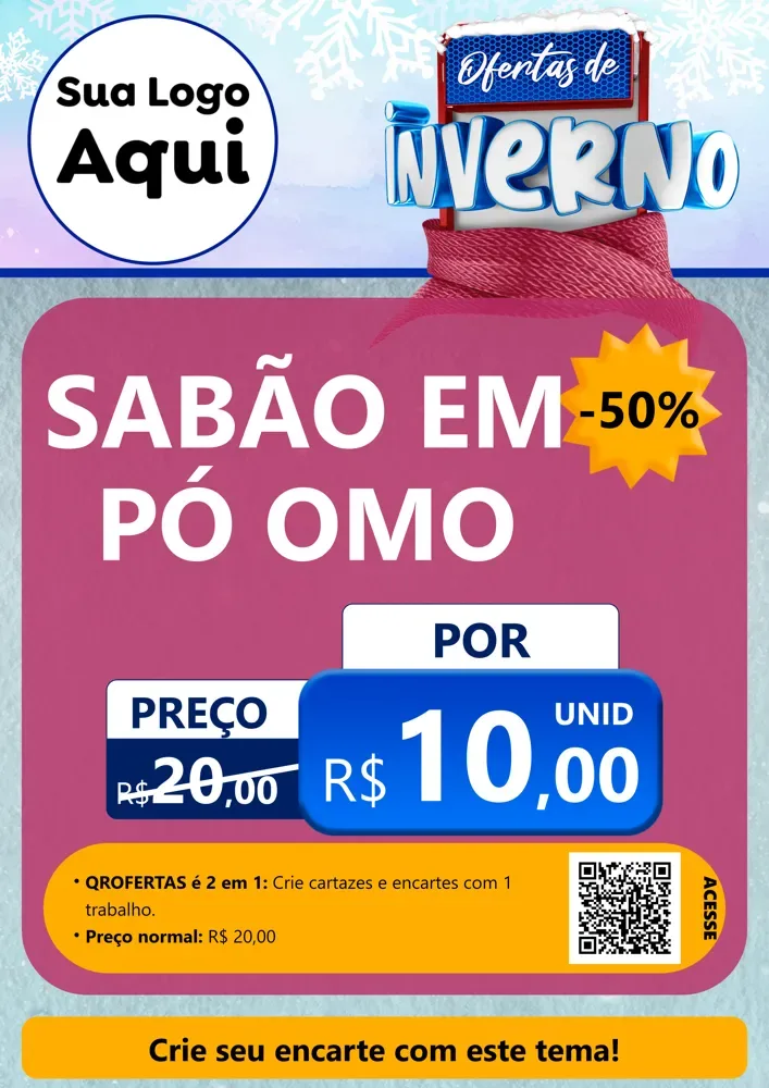 Modelo de Cartaz para Cartaz A4 Vertical com o tema Ofertas de Inverno para Produtos de Limpeza