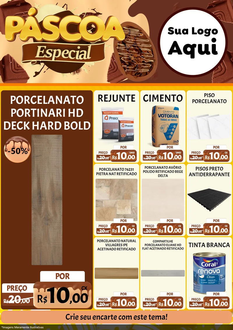 Modelo de Encarte para Encarte A4 Vertical com o tema Páscoa Especial para Pisos e revestimentos