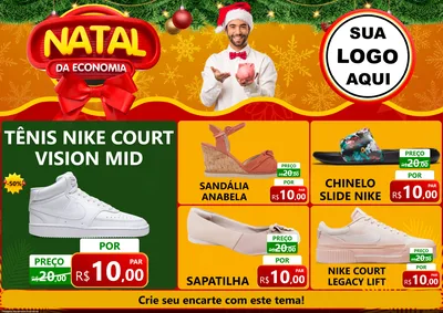 Modelo de Encarte para Encarte A4 Horizontal com o tema Natal da Economia para Calçados