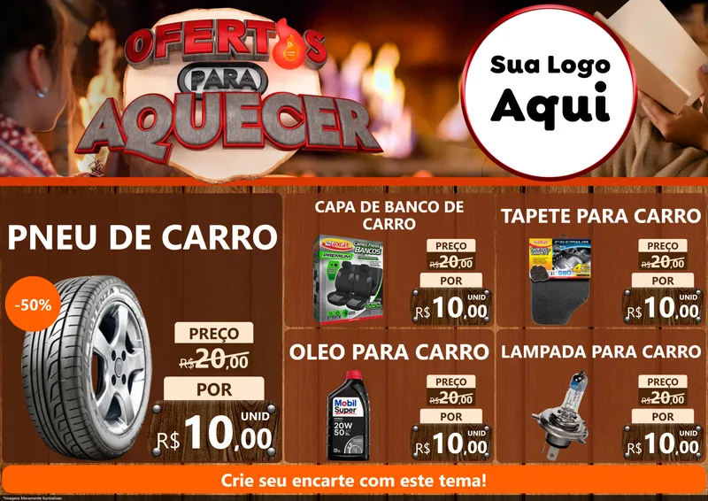 Modelo de Encarte para Encarte A4 Horizontal com o tema Ofertas Para Aquecer para Auto peças