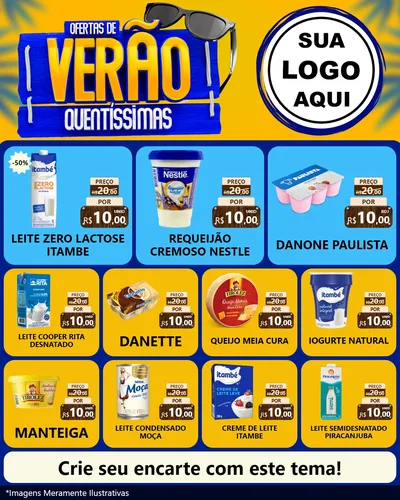 Modelo de Rede Social para Feed Instagram com o tema Ofertas de Verão Quentíssimas para Frios e Laticínios