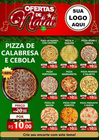 Modelo de Encarte para Encarte A4 Vertical com o tema Ofertas de Natal para Pizzaria